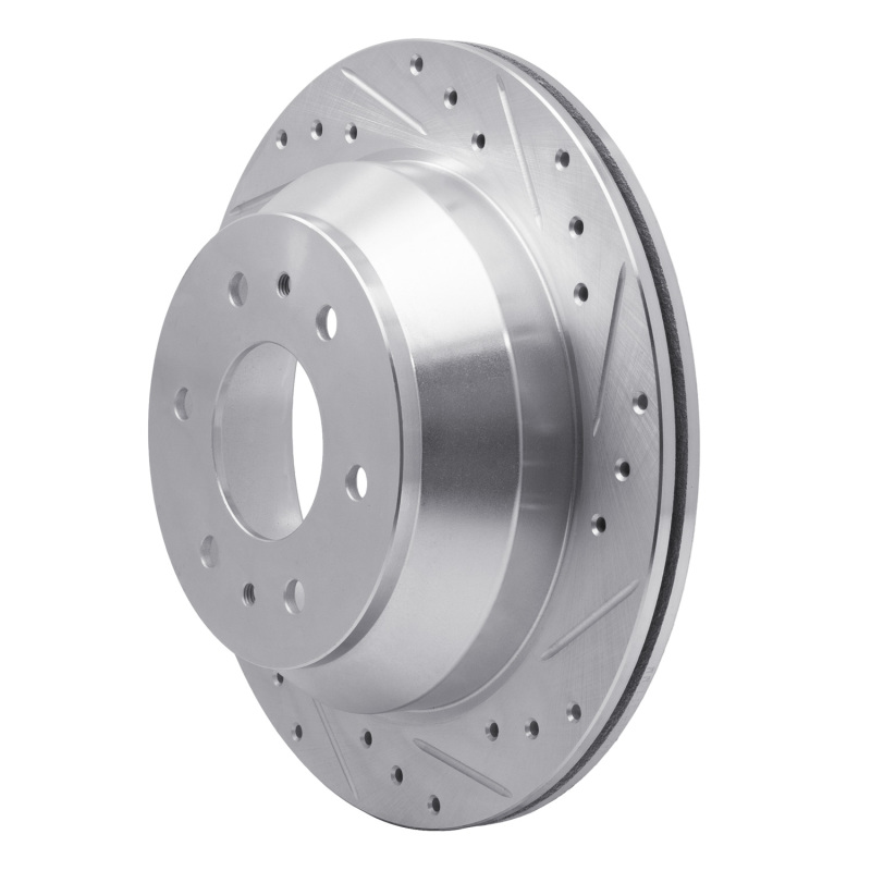 Buick Rainier Brake Rotor (1) - Rear Right - R1 Concepts - Drilled & Slotted - Silver - `02-`09